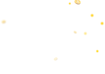 Cryptocurrency coins floating in space